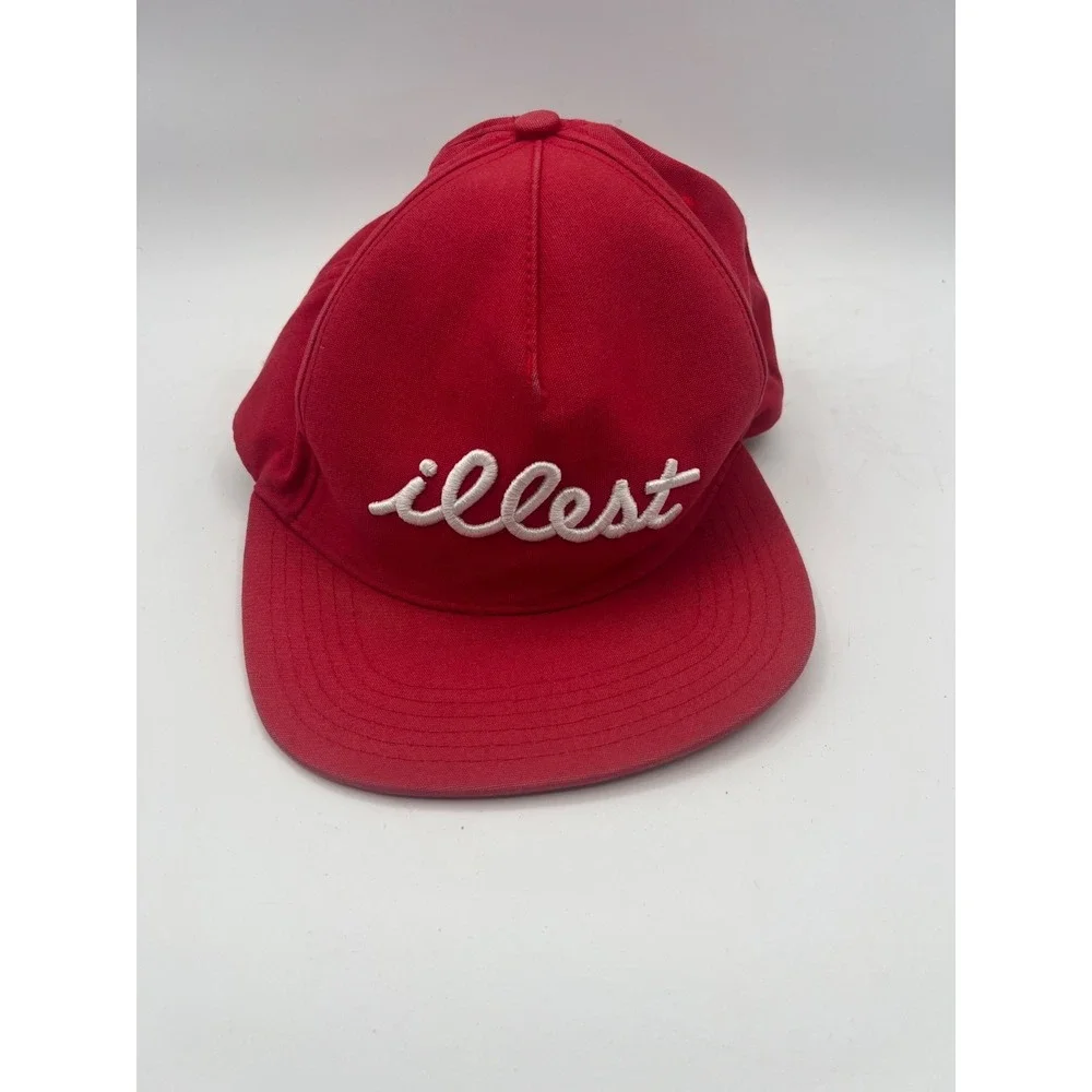 Illest Red Snapback Hat Cap White Script Logo Streetwear Adjustable OSFM